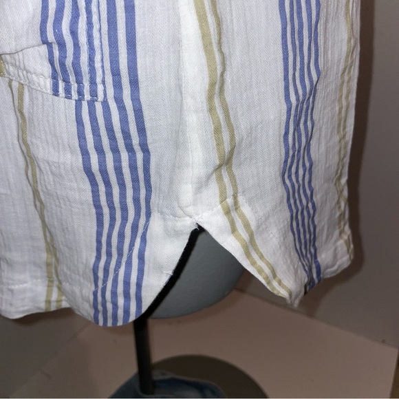 Skies Are Blue dress short sleeve  lace up White Blue Stripe cotton blend small - Picture 6 of 9